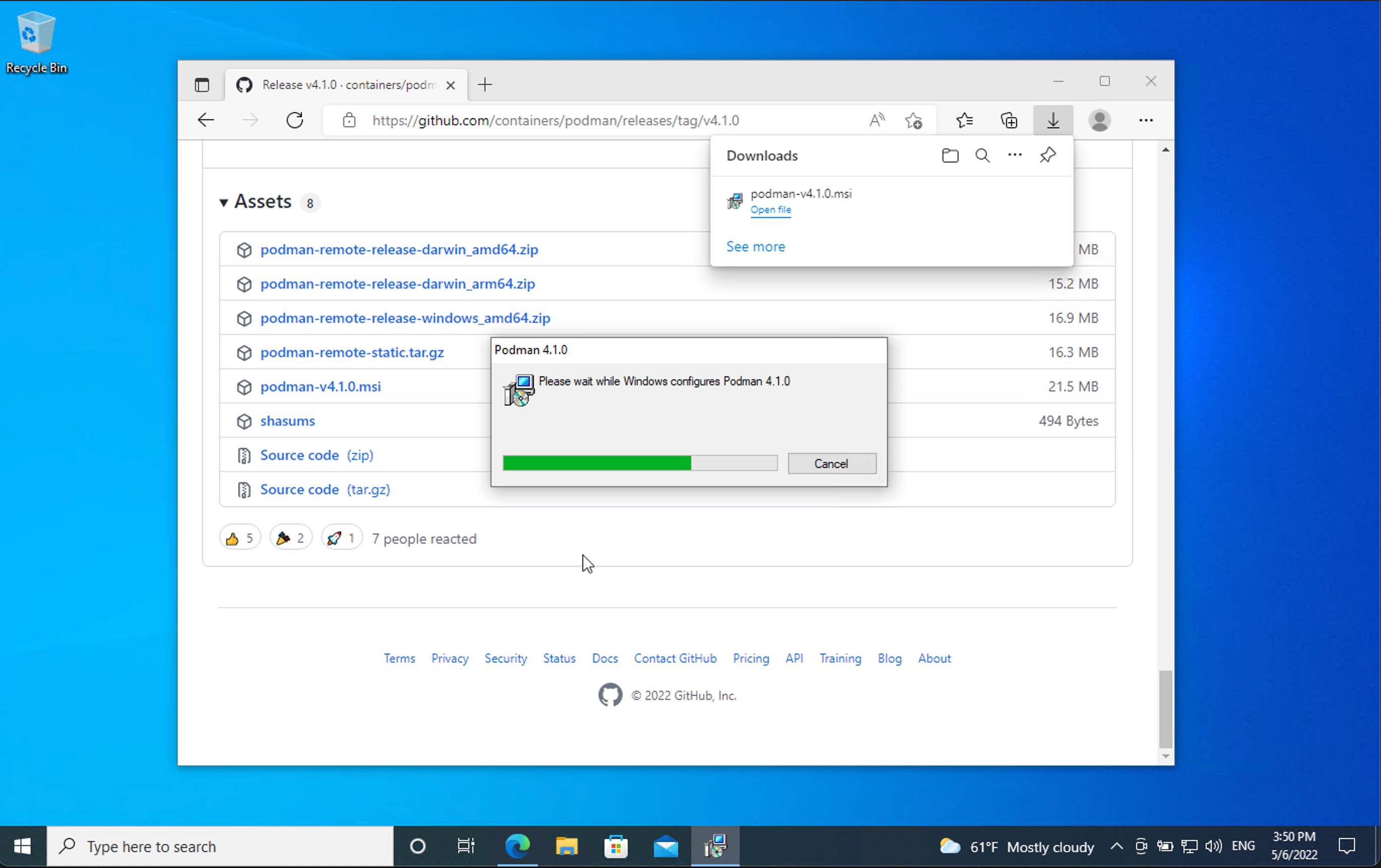 Installing Podman 4.1.0