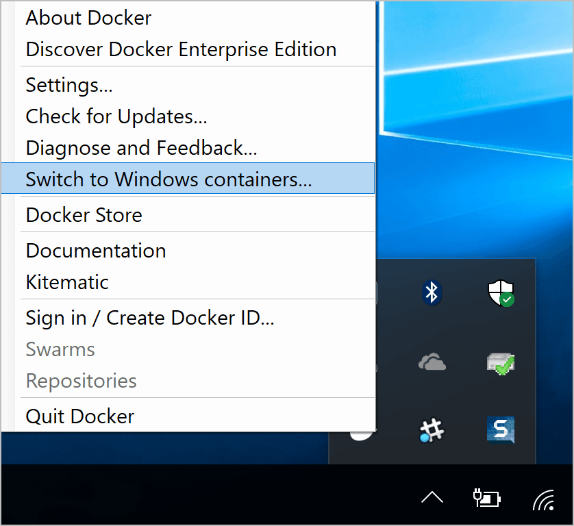 Windows-Linux container types switch