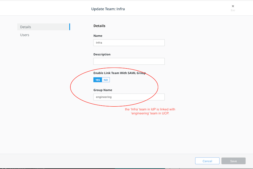 Link UCP team with IdP group