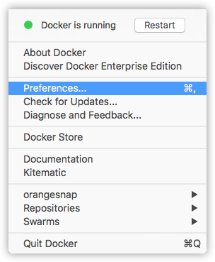 Docker context menu