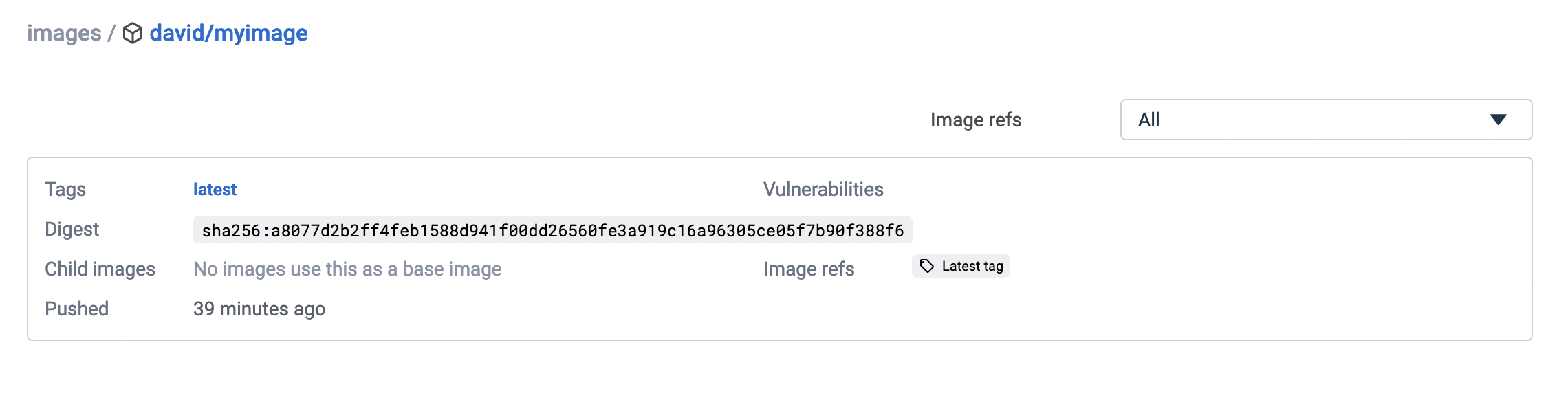 list of image tags