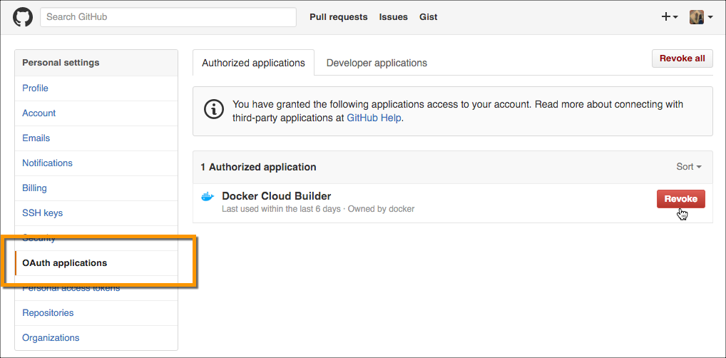 Revoking access to GitHub account