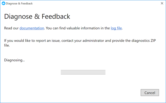 A diagnostics file is created.
