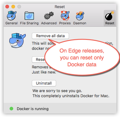 Uninstall or reset Docker Edge features