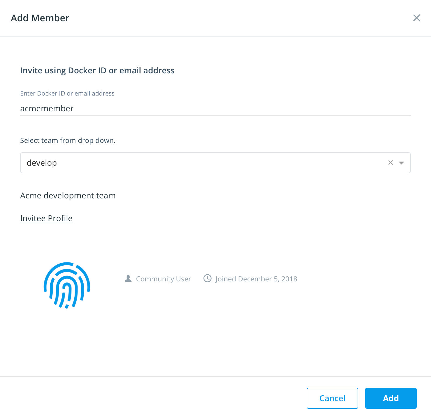 Add user to team from org page