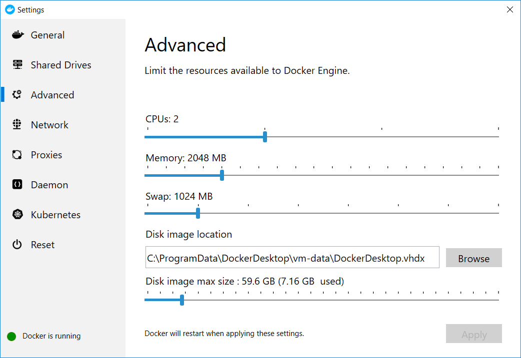 CPU and Memory settings