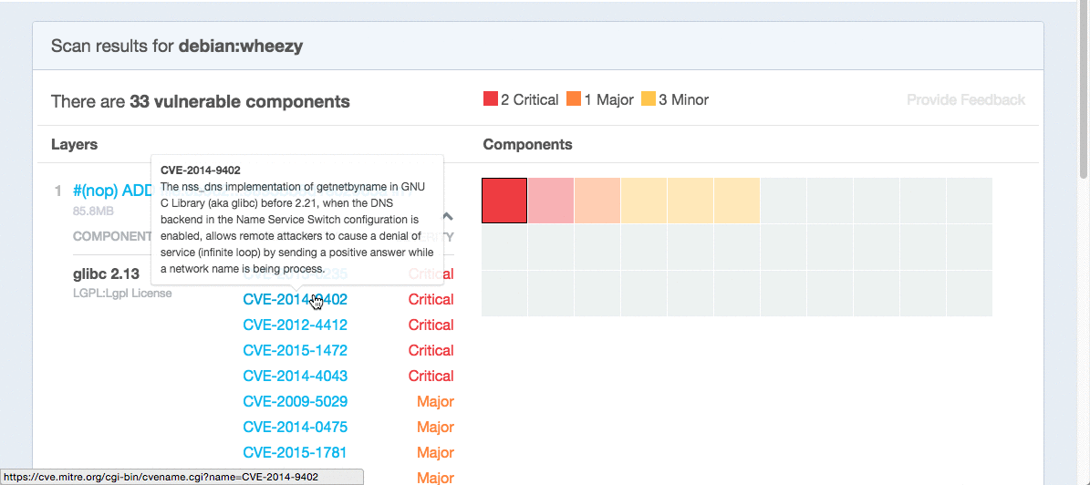 Viewing CVEs from Docker images