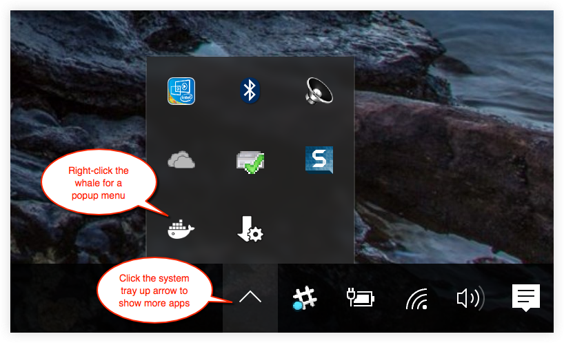 Showing hidden apps in the system tray