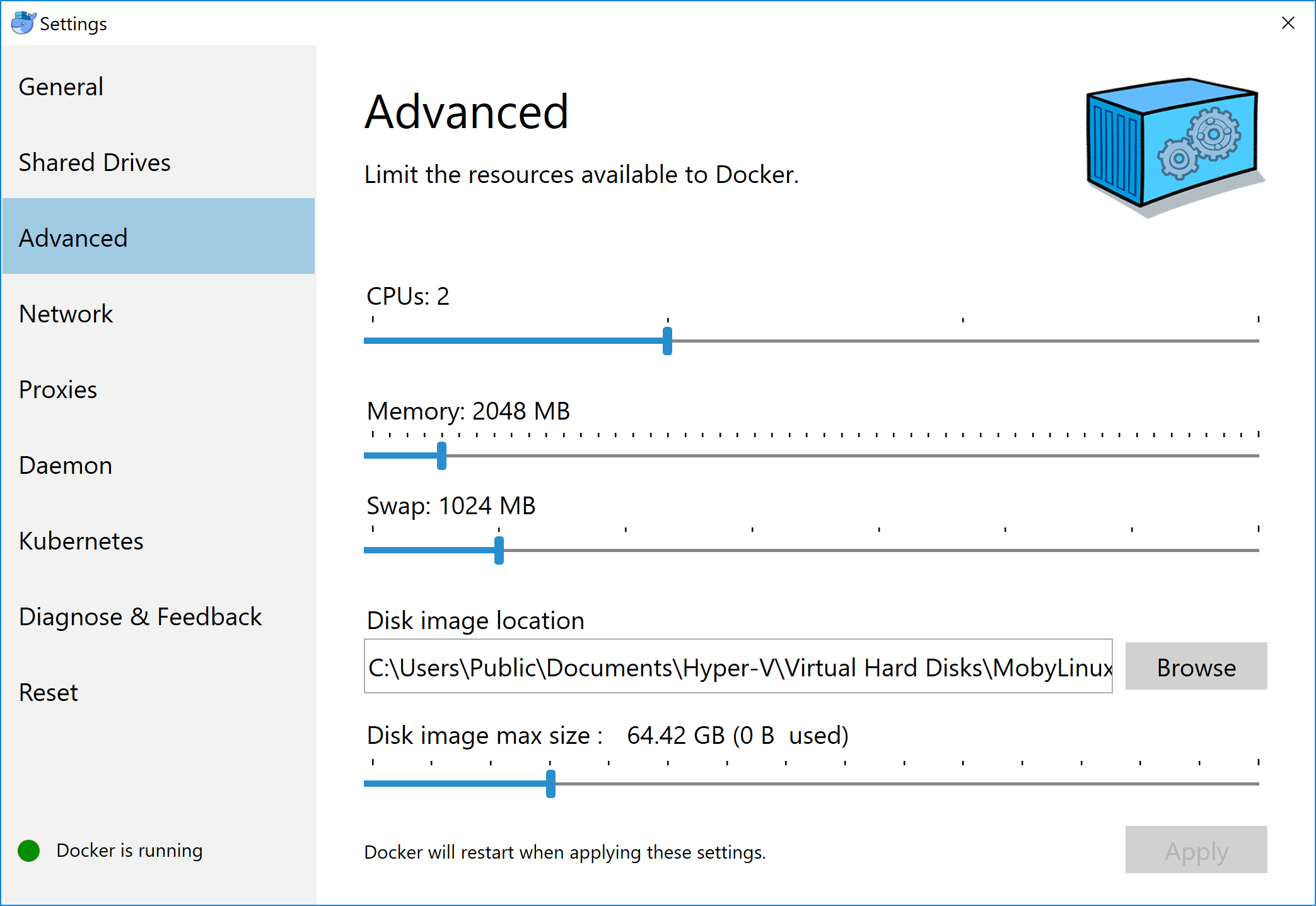 CPU and Memory settings