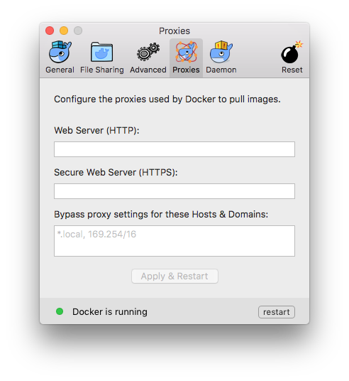 Proxies settings