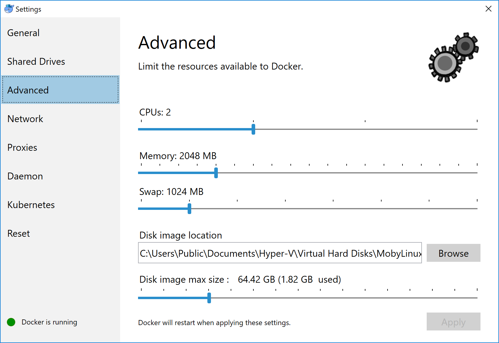 CPU and Memory settings