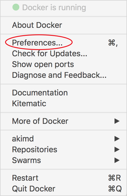 Docker context menu