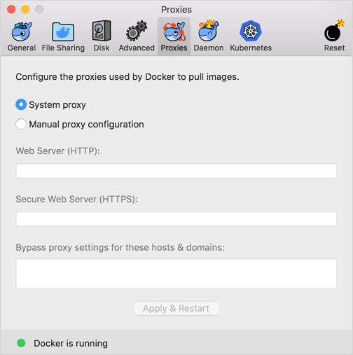 Proxies settings