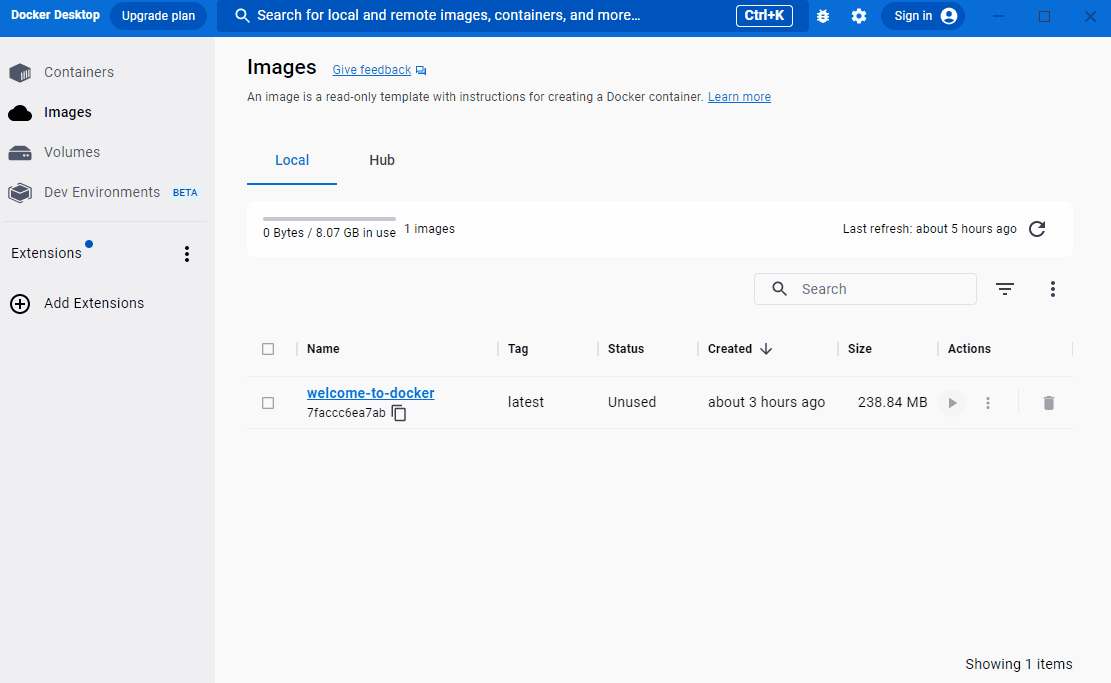 Running an image in Docker Desktop