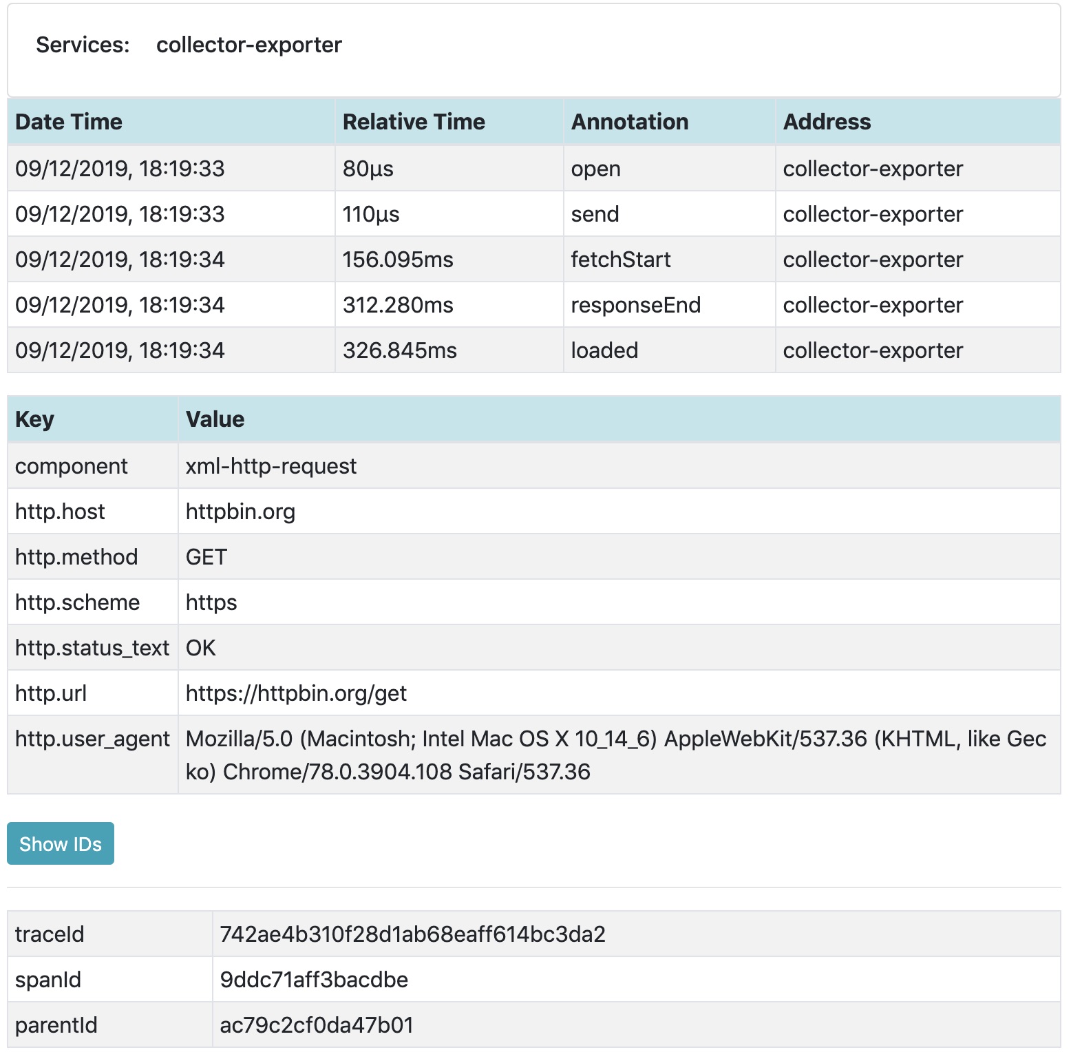 Screenshot of the running example